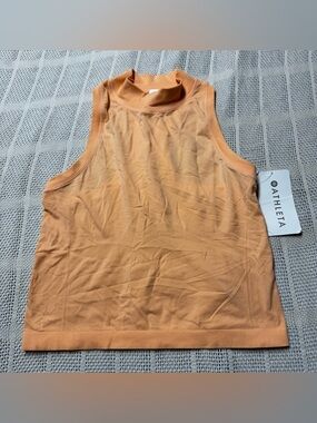 Athleta Peach-Orange Seamless Mock Neck Tank Top